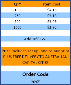 Floating Keyring Price Table Floating Keyring Price Table